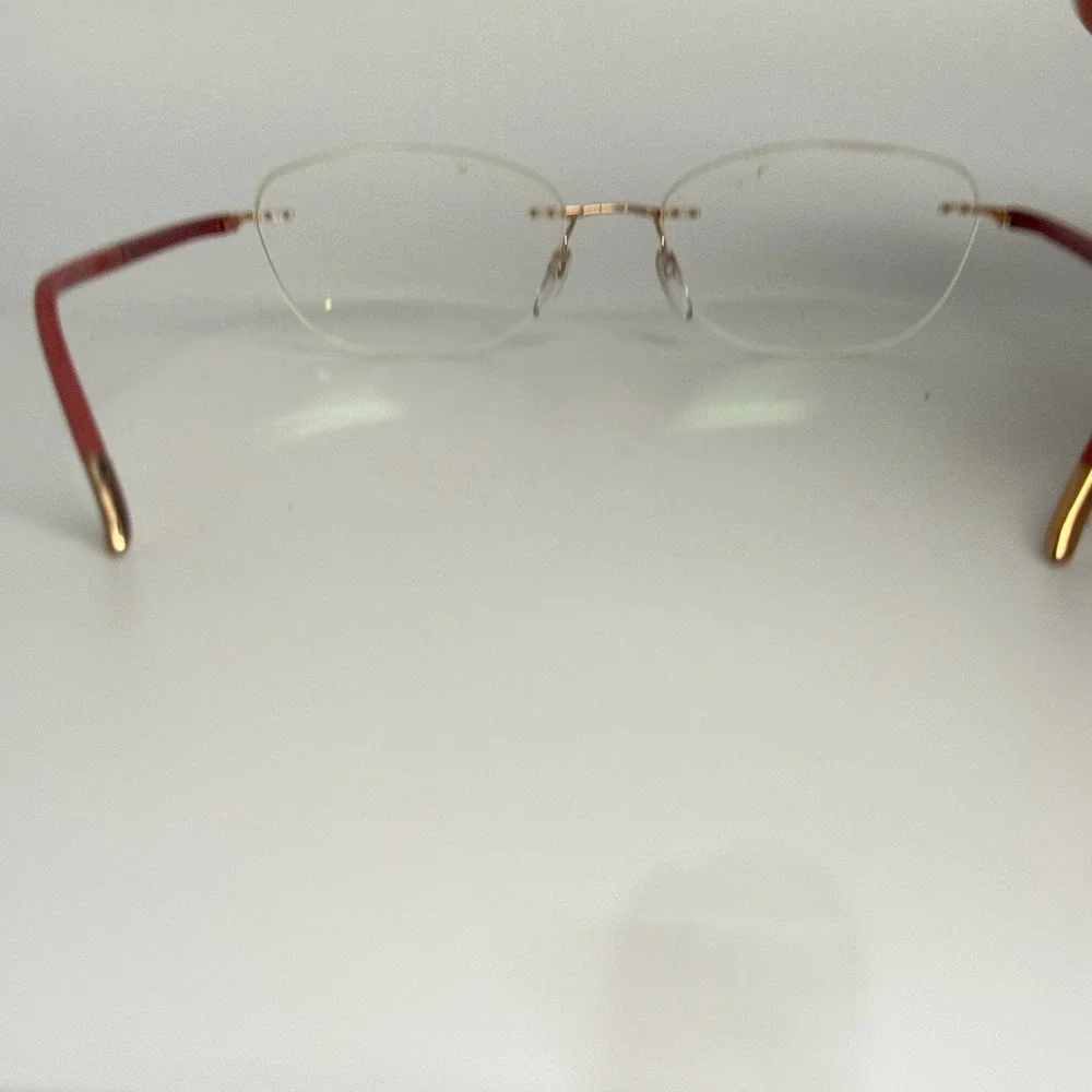 Silhouette Rimless Eyeglasses 5479 20 6055 Gold Red‎ Frame Austria 51-17-135